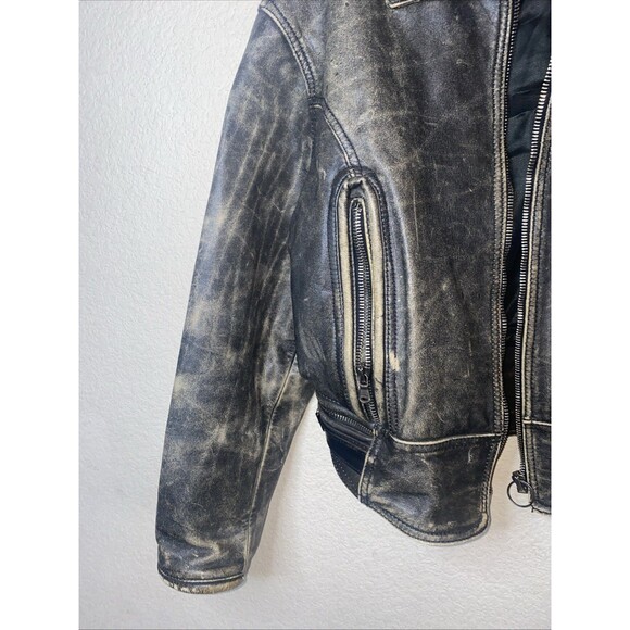 Calugi E Giannelli Leather Jacket Italy Biker Grunge Distressed 50 Pilot Rare - Picture 6 of 16